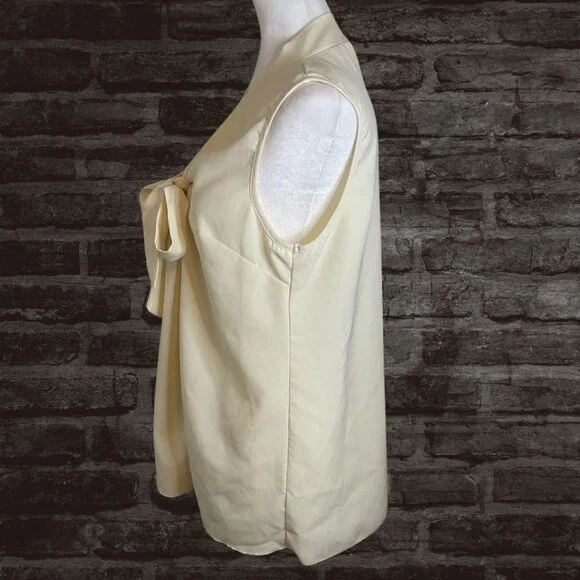 ✨ Poema Ivory Sleeveless Bow Tie Blouse - Size L - Picture 2 of 8